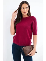 Dámský svetr z baby alpaky s krátkým rukávem a kulatým výstřihem model 22294746 - K-Fashion