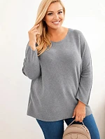 Dámský svetr plus size s lodičkovým výstřihem grafit