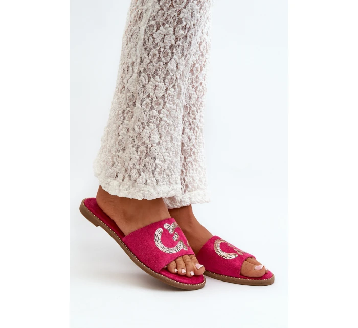 Dámské ploché žabky S cekulemi S.Barski KV27-052 Fuksia