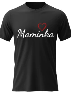 Dámské bavlněné tričko s potiskem - MAMINKA - černé