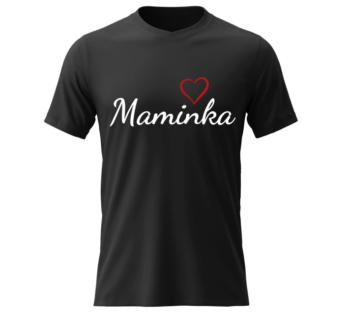 Dámské bavlněné tričko s potiskem - MAMINKA - černé