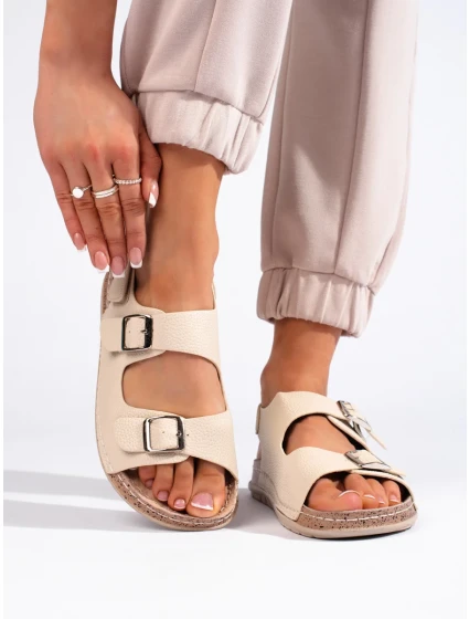 Luxusní hnědé sandály dámské na plochém podpatku Luxusní hnědé sandály dámské na plochém podpatku