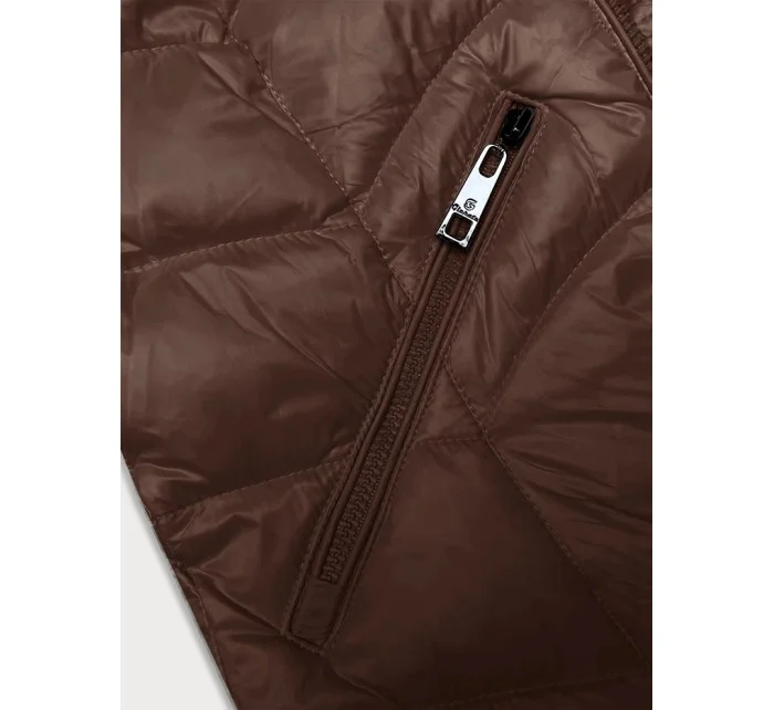 Prošívaná dámská bunda ve velbloudí barvě s kapucí pro přechodné období model 21247225 - Glakate