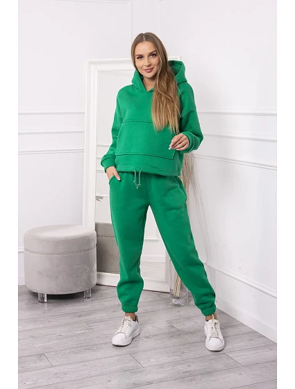model 20194698 souprava s mikinou vázanou v dolní části zelené barvy - K-Fashion model 20194698 souprava s mikinou vázanou v dolní části zelené barvy - K-Fashion