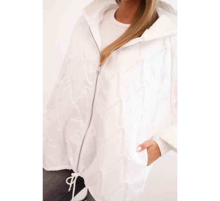 Dámská prošívaná bunda s kapucí bílá