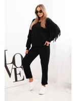 Dámský komplet máslový s třásněmi na rukávech černý Dámský komplet máslový s třásněmi na rukávech černý
