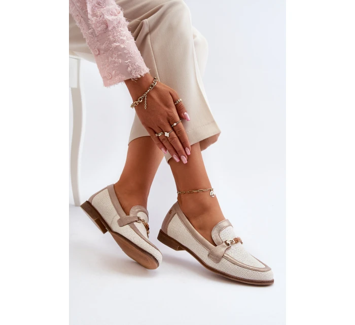 Kožené mokasíny s ozdobou Zlaté Maciejka 06442-25 Zlaté