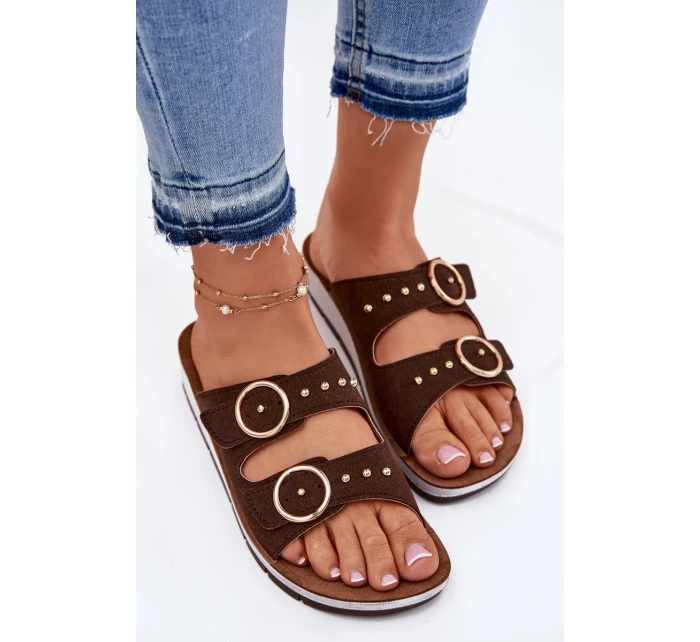 Pohodlné dámské pantofle model 21697973 hnědé - Inblu