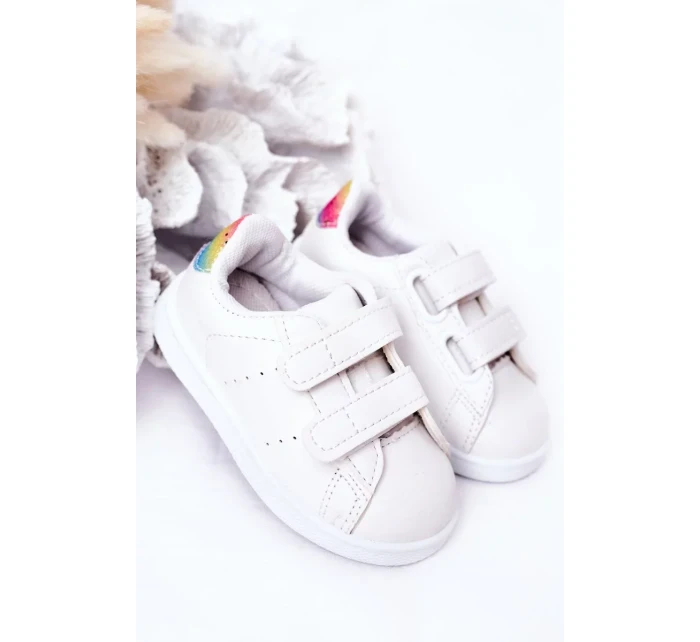 Dětské Tenisky Se Suchým Zipem Bíle-Duhové Cute Girl