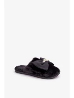 Futrzane Pantofle S Malou Broží Černé Primaria Futrzane Pantofle S Malou Broží Černé Primaria