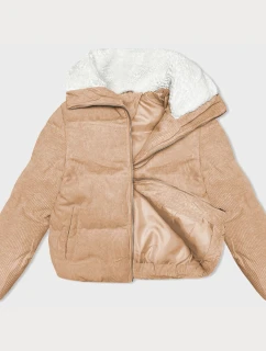 Dámská manšestrová bunda v pískové barvě s vysokým stojáčkem J Style (5M3230-333)