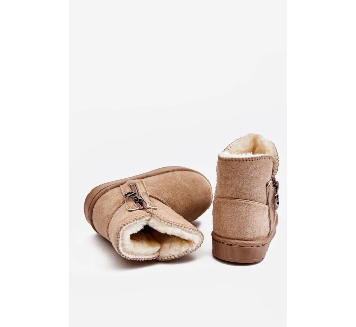 Dětské nazouvací zateplené sněhule Béžove model 21605425 - Boto