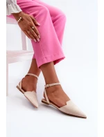 Šněrovací baleríny z ekokože s  světle béžové model 21666763 - Boto