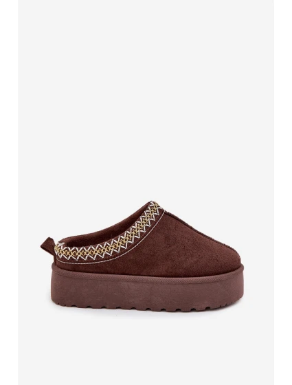 Dětské sněhule s výšivkou na platformě čokoládové model 21718400 - Boto Dětské sněhule s výšivkou na platformě čokoládové model 21718400 - Boto