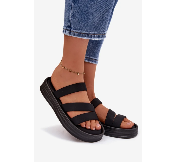 dámské pantofle na platformě s pásky Černé model 21943290 - Boto