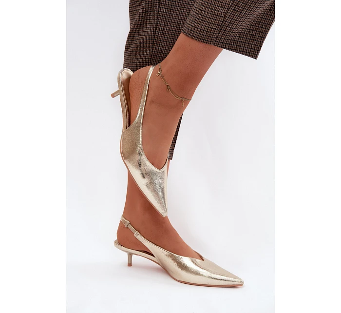 Dámské sandály z umělé kůže na podpatku Zlaté Averelle