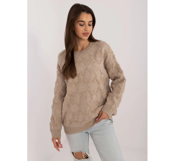 Sweter AT SW model 20470307 beżowy - FPrice Sweter AT SW model 20470307 beżowy - FPrice