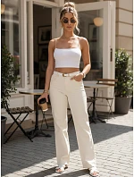 Jeansy damskie z paskiem i  beżowe model 22161489 - FashionStreet