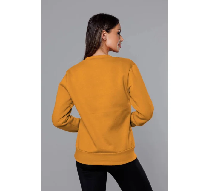 Dámská tepláková mikina v hořčicové barvě se stahovacími lemy model 17038472 - J.STYLE