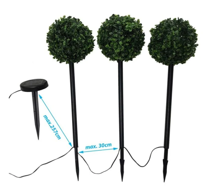 SADA SOLÁRNÍCH SVĚTEL 3 BOXWOOD KOULE 27 VEDL