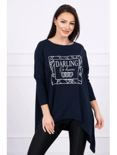 Darling tunika s potiskem námořnická modř S/M - L/XL