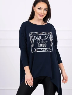 Darling tunika s potiskem námořnická modř S/M - L/XL