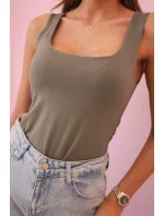 Dámská halenka na ramínka s výstřihem khaki