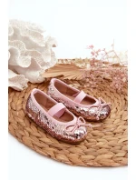 Dětské lodičky zdobené flitry růžové model 21663640 - Boto Dětské lodičky zdobené flitry růžové model 21663640 - Boto