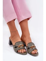 Dámské Pantofle Na Podpatku S Dekorací Černé model 21689670 - Boto