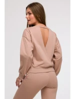 B293 Mikina s otevřenými zády - mocca