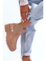 Lakované kožené boty na platformě Big Star Béžová Lakované kožené boty na platformě Big Star Béžová