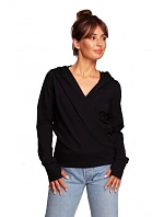 Zavinovací svetr s kapucí B246 černý - BeWear