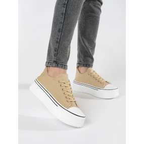 Trendy hnědé  tenisky dámské platforma