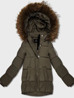 Péřová bunda v barvě khaki s kapucí (KK60610)