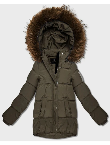 Péřová bunda v barvě khaki s kapucí model 21818047 - HAPPY HOUSE