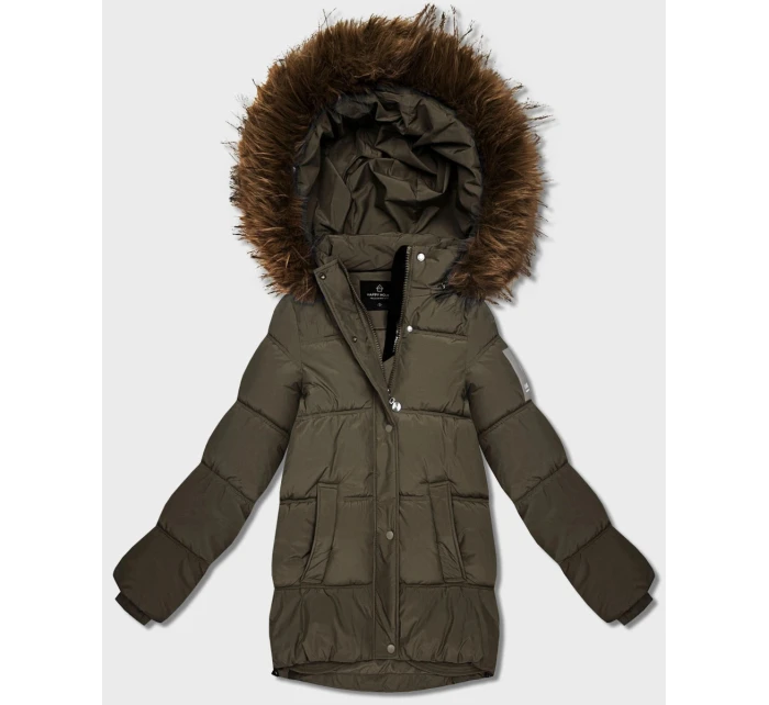 Péřová bunda v barvě khaki s kapucí (KK60610) Péřová bunda v barvě khaki s kapucí (KK60610)