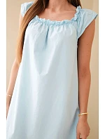 Dámské bavlněné šaty s model 22079479 výstřihem a volánkem modrá - K-Fashion