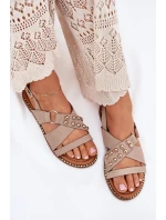 Dámské Sandály Na Plochém Podpatku Se Zlatými Hroty Béžové Zanira Dámské Sandály Na Plochém Podpatku Se Zlatými Hroty Béžové Zanira