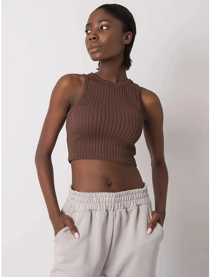Dámský top TK RP TP model 18358521 tmavě hnědý - FPrice Dámský top TK RP TP model 18358521 tmavě hnědý - FPrice
