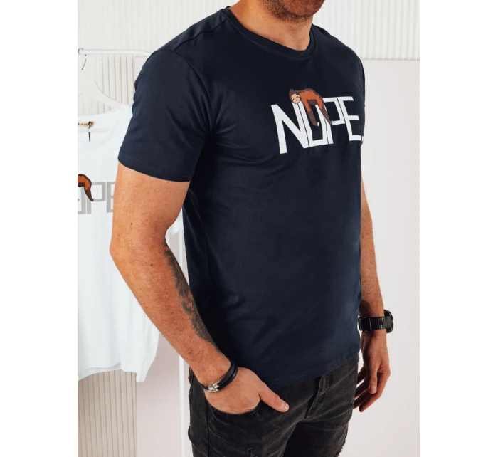 Pánské tmavě modré tričko s potiskem FashionStreet RX5358