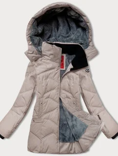 Světle béžová dámská zimní bunda s odepínací kapucí model 21247965 - LHD