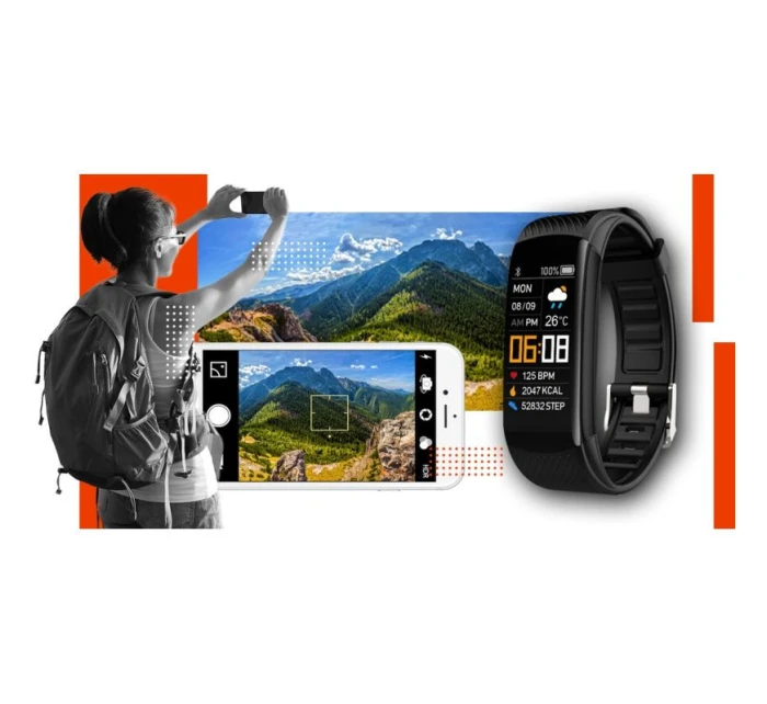 GIEWONT Smartwatch černé a oranžové 2 pruhy GW200-9 GIEWONT Smartwatch černé a oranžové 2 pruhy GW200-9