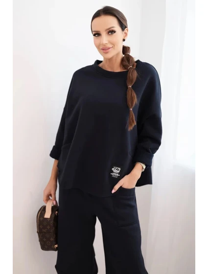 Dámská tepláková souprava z silnějšího materiálu se širokými nohavicemi granátová Dámská tepláková souprava z silnějšího materiálu se širokými nohavicemi granátová