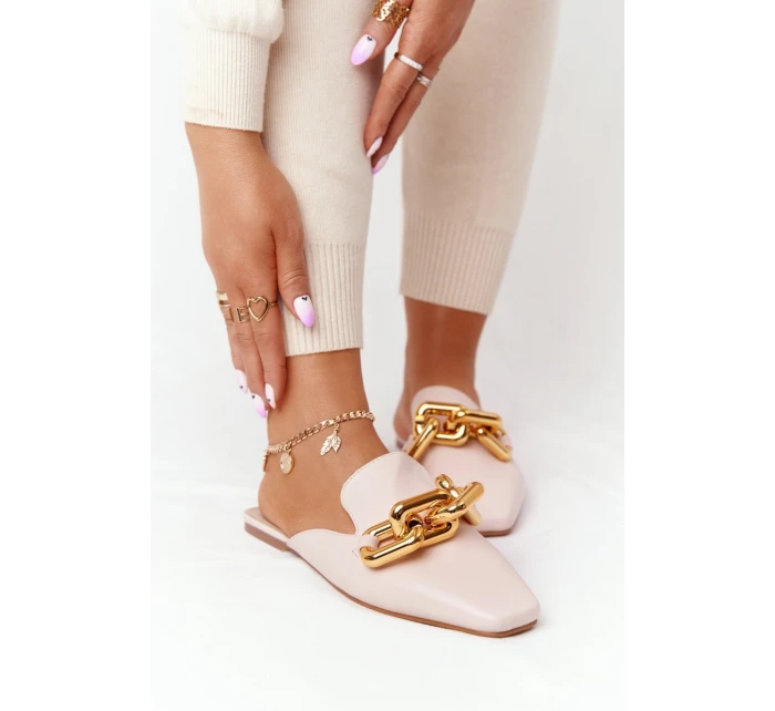 Dámské Nazouváky S řetízkem Béžové model 21549937 On Me - Boto Dámské Nazouváky S řetízkem Béžové model 21549937 On Me - Boto