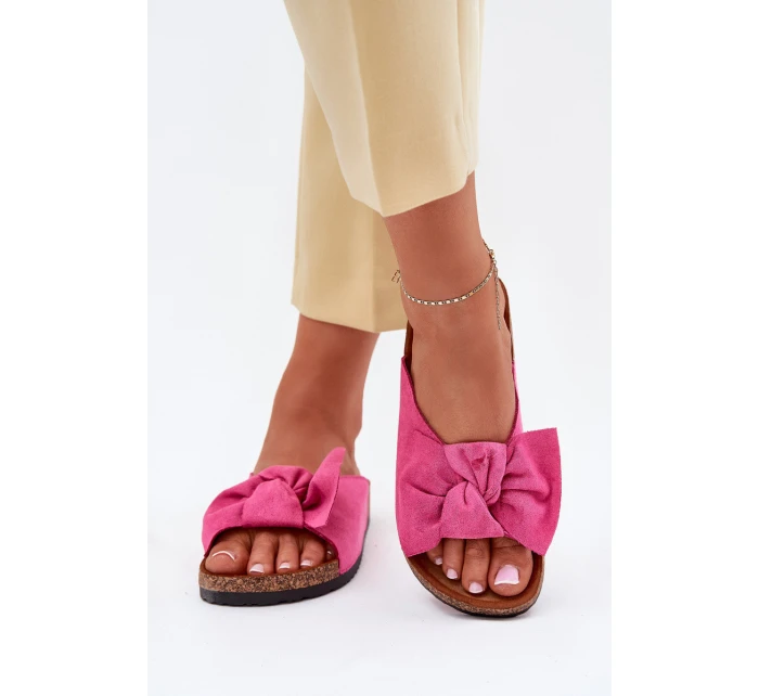 Dámské Sandály Na Korkové Podešvi S Mašlí Fuchsie model 21701455 - Boto Dámské Sandály Na Korkové Podešvi S Mašlí Fuchsie model 21701455 - Boto