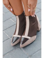 Dámské kotníkové boty na masivním podpatku na zip hnědé model 21709971 - Boto Dámské kotníkové boty na masivním podpatku na zip hnědé model 21709971 - Boto