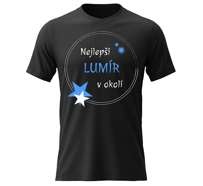 Pánské bavlněné tričko s potiskem - NEJLEPŠÍ LUMÍR V OKOLÍ - černé