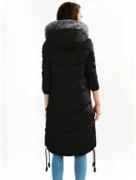 Černá dlouhá zimní bunda s kapucí model 21241716 - Libland Černá dlouhá zimní bunda s kapucí model 21241716 - Libland
