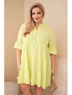 Dámské bavlněné šaty Plus Size s volánky světle zelená