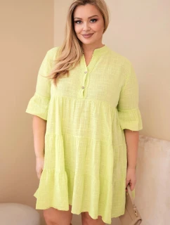 Dámské bavlněné šaty Plus Size s volánky světle zelená
